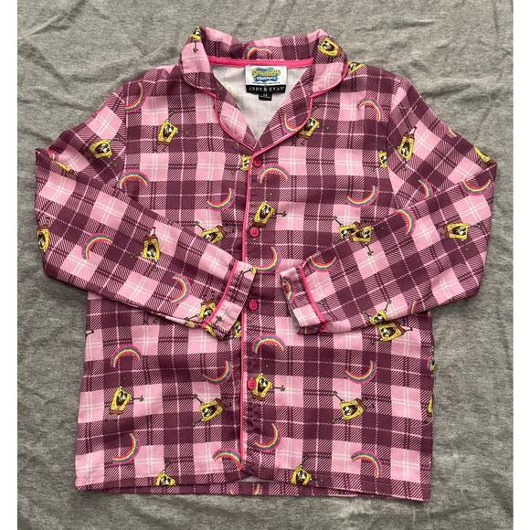 New Andy & Evan Sponge Bob Square Pants Girls Size 12 Pink Plaid Pajamas Set - Picture 4 of 12